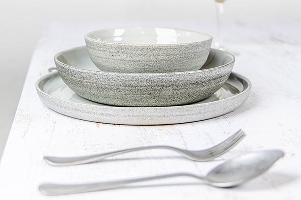 Skål, rund, Ø16x6cm, støvet hvid, stentøj, SHADE, (6 stk.)