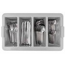 Bestikbakke med 200 stk. rustfrit stål bestik (Gaffel, Kniv, Ske og teske), grå, plastik (1 sæt.) - Bestikbakke med 200stk. bestik, grå, plastik/rustfri stål, (1 sæt)