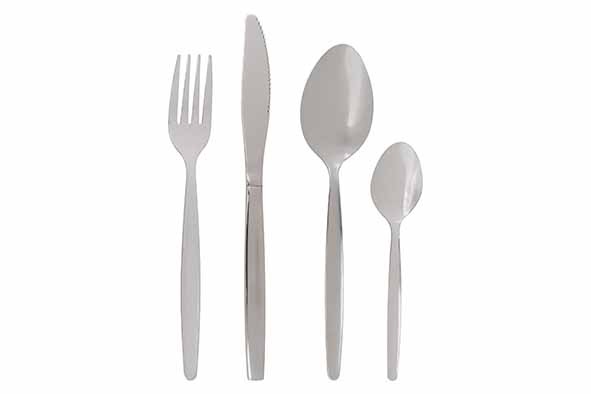 Bestikbakke med 200 stk. rustfrit stål bestik (Gaffel, Kniv, Ske og teske), grå, plastik (1 sæt.) - Bestikbakke med 200stk. bestik, grå, plastik/rustfri stål, (1 sæt)
