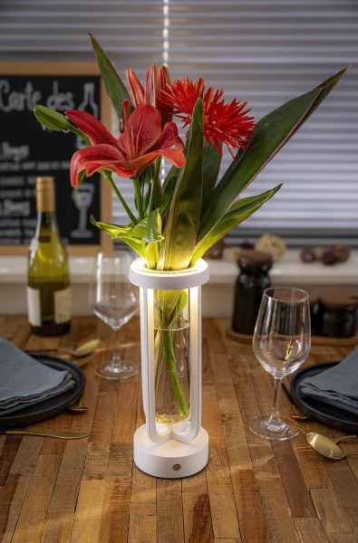 LED bordlampe/vase, FLORENCE, Securit, ledningsfri og genopladelig, hvid (1 stk.) - LED bordlampe/vase, FLORENCE, Securit, ledningsfri og genopladelig, hvid (1 stk.)