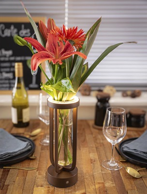 LED bordlampe/vase, FLORENCE, Securit, ledningsfri og genopladelig, brun (1 stk.) - LED bordlampe/vase, FLORENCE, Securit, ledningsfri og genopladelig, brun (1 stk.)