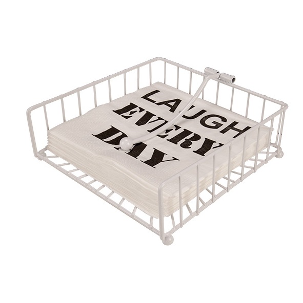 Servietholder,18,5x18,5x17,3cm, metal, hvid, (1 stk.) - Servietholder til bord