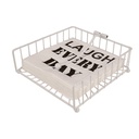 Servietholder,18,5x18,5x17,3cm, metal, hvid, (1 stk.) - Servietholder til bord