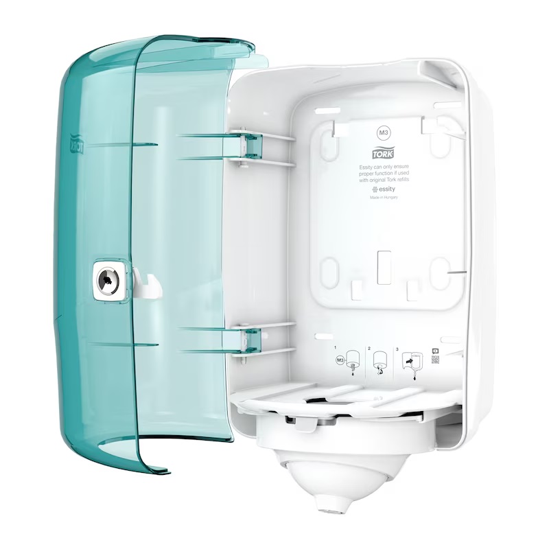 Papirdispenser, M3 - Reflex Mini Centerrulle, turkis, 473167, Tork, (1 stk.) - Håndklæderulle, Reflex,  Mini, Centerrulle, Turkis, M3, 473167, Tork, (1 Stk.)