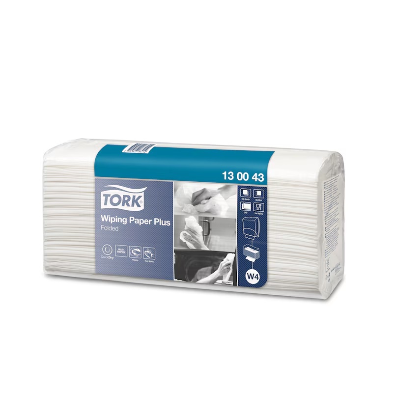 Aftørringspapir, Plus, hvid, Tork W4, 130043, (1000 stk.)