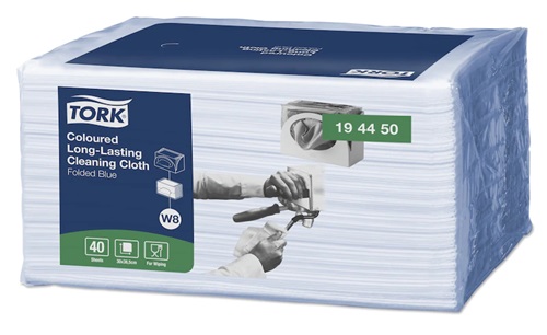 Rengøringsklud, Premium, Blå, W8, 194450, Tork, (320 Stk.)
