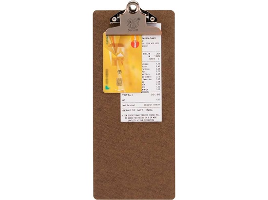 Regningsholder, clipboard, 28x11,7x0,3cm, brun, MDF, SECURIT MENU, (1 stk.) - Regningsholder, clipboard, 28x11,7x0,3cm, brun, SECURIT MENU, (1 stk.)