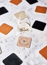 Bordskåner til glas og kopper, 10x10cm, sort, læder, (4 stk.) - Bordskåner til glas og kopper, 10x10cm, sort, læder, (4 stk.)