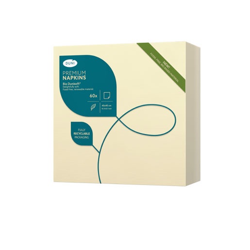 Middagsserviet, Dunisoft, 40x40cm, bio, Cream, Duni, (360 stk.) - Middagsserviet, Dunisoft, 40x40cm, bio, Cream, Duni, (360 stk.)