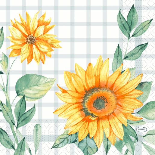 Frokostserviet, 3-lags, 33x33cm, "Sunflower day", Duni, (500 stk.) - Frokostserviet, 3-lags, 33x33cm, "Sunflower day", Duni, (500 stk.)