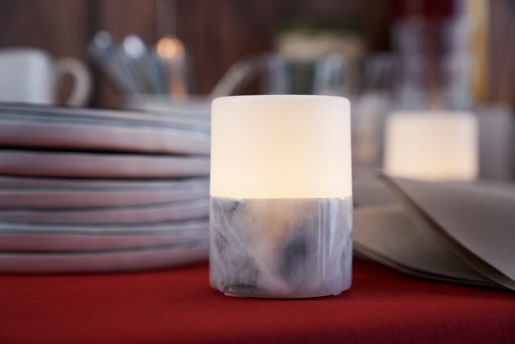 Lysestage, LED holder, Marble, 105x75mm, "Bright", Duni, (4 stk.) - Lysestage, LED holder, Marble, 105x75mm, "Bright", Duni, (4 stk.)