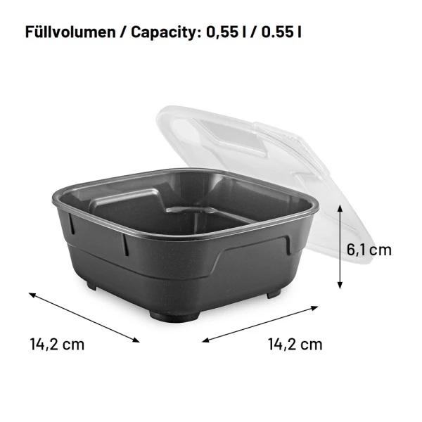 Genanvendelig plastskål m/ fladt låg, 550ml, GoodBowl Tiny, Thermohauser, (sæt á 5 stk.) - Genanvendelig plastskål, GoodBowl Tiny, flere farver, (sæt á 5 stk.)