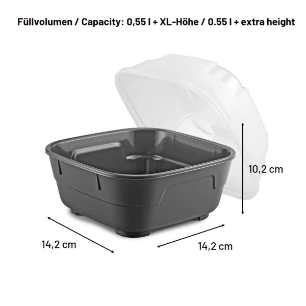 Genanvendelig plastskål med højt låg, 550ml, GoodBowl Tiny XL, Thermohauser, (sæt á 5 stk.) - Genanvendelig plastskål med højt låg, 550ml, GoodBowl Tiny XL, Thermohauser, (sæt á 5 stk.)