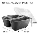 Genanvendelig plastskål m/ låg, 2-rums, 600+400ml, GoodBowl Twin, Thermohauser, (sæt á 5 stk.) - Genanvendelig plastskål m/ låg, 2-rums, 600+400ml, GoodBowl Twin, Thermohauser, (sæt á 5 stk.) 