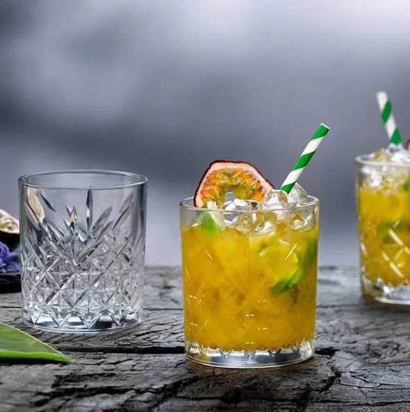 Lave stabelbare drinksglas, 35 cl, klar med mønster, glas, Timeless, Pasabahce, (12 stk.) - Lave stabelbare drinksglas, 35 cl, klar med mønster, glas, Timeless, Pasabahce, (12 stk.)