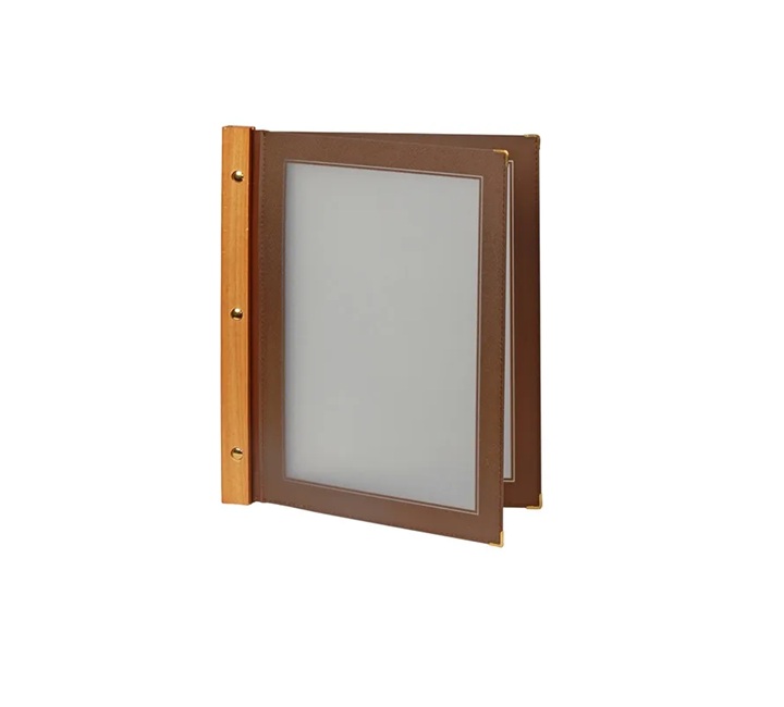 Menuramme med 2 lommer, Securit® WOOD, til ark, træ/refleksfri PP, flere str. & farver, (1 stk.) (Brun, A5) - Menuramme med 2 lommer, Securit® WOOD, til ark, træ/refleksfri PP, flere str. & farver, (1 stk.)