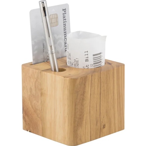 Regningholder i massivt træ, Securit® CUBE, 7x8x8 cm, teak, natur, (1 stk.) - Regningholder i massivt træ, Securit® CUBE, 7x8x8 cm, teak, natur, (1 stk.)