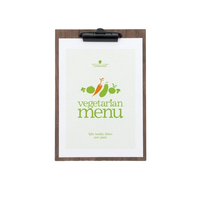 Clipboard menuholder, Securit® WALNUT, A4, lakeret valnøddetræ, (1 stk.) - Clipboard menuholder, Securit® WALNUT, A4, lakeret valnøddetræ, (1 stk.)