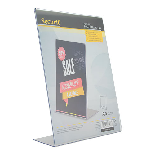 Bordrytter, L-skilt, Securit, A4, akryl, klar transparent, (1 stk.) - Borddisplay L-skilt, Securit, A4, akryl, klar transparent, (1 stk.)