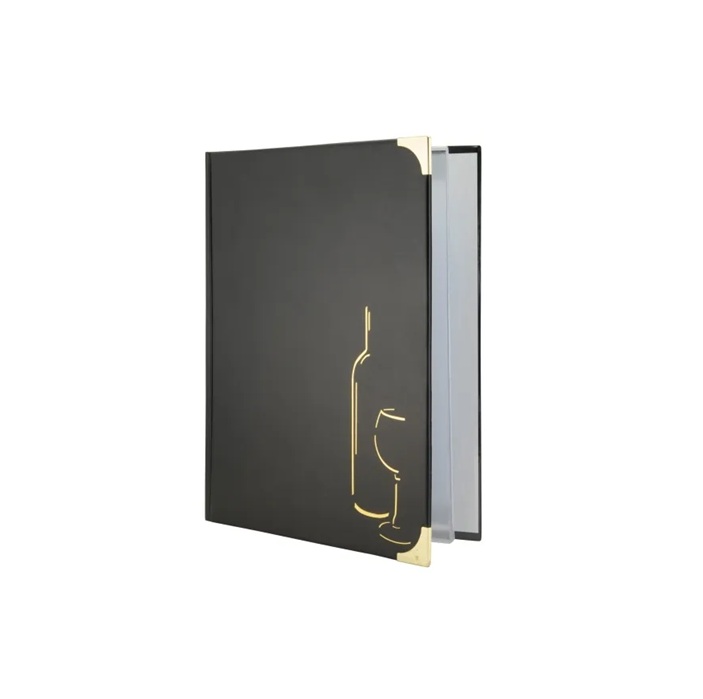 Omslag til vinmenu, Securit® BASIC, A4 til 8 sider, PVC, sort, (1 stk.) - Menomslag VIN, Securit® BASIC, A4 til 8 sider, PVC, sort, (1 stk.)