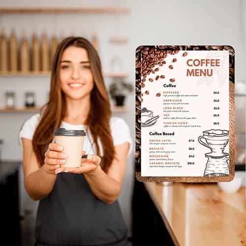 Inforamme, sticky-selvklæbende med magnetisk lukning, Securit, dobbeltsiddet A4, PP, kaffebønne Design, (1 stk.) - Inforamme, sticky-selvklæbende med magnetisk lukning, Securit, dobbeltsiddet A4, PP, kaffebønne Design, (1 stk.)