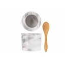 Salt- og pebersæt med 2 skeer, Ø5x6cm, hvid & grå marmor, C&T, (1 sæt) - Marmor salt og pebersæt