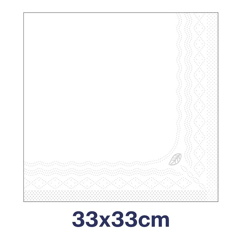 Frokostserviet, 2-lags, 1/4 fold, 33x33cm, hvid, 100% nyfiber, (2000 stk.) - 477149 Tork Frokostserviet Hvid 33x33cm