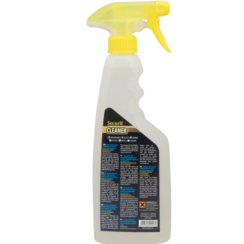 Rengøringsspray til vandfaste kridtmarkere, Securit, 500/750 ml, (1 stk.) - Securit 500ml rengøringsspray