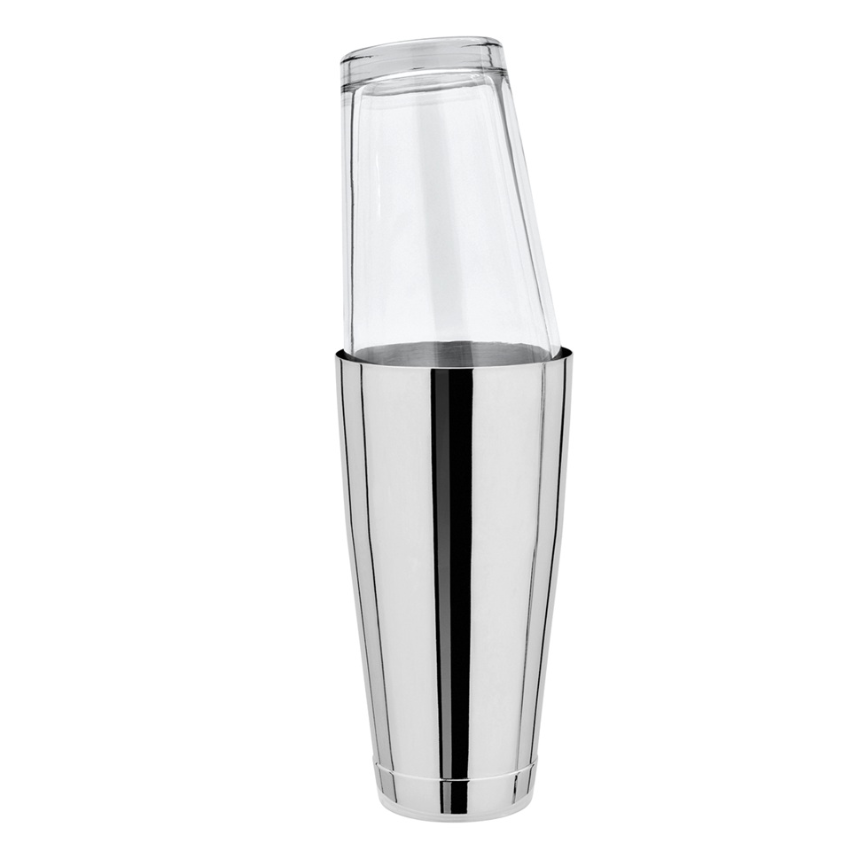 Boston shaker bund, 80cl, rustfrit stål, sølv, Beaumont, (1 stk.) - Boston Cocktailshaker, Shaker drinks - med originalt blandeglas, 28 oz/828 ml