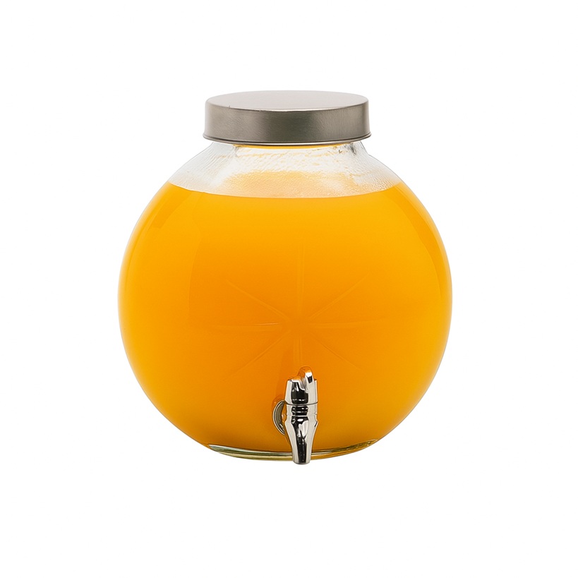 Juicedispenser - appelsin - 4L, glas & metallåg, (1 stk.) - Juicedispenser - appelsin