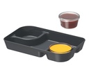 Genanvendeligt nachosfad m/ 2 rum til dip, 24x14,5x3,9cm, skiffergrå, PP, (48 stk.) - Nachosfad med 2 rum til dip