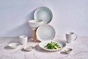 Salatskål, rund/bølget, Ø26x7,5cm, hvid/lyseblå, stentøj, ASTERA PURE, (6 stk.) - ASTERA PURE SÆT