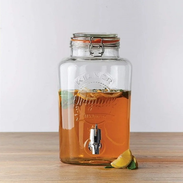 Glasdispenser med taphane, t/ saft & juice, Kilner, 5ltr, Ø18,2xH31,5cm, (1 stk.) - Glasdispenser med taphane, t/ saft & juice, Kilner 0025.405