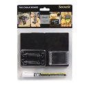 Skilte til kridtmarkere inkl.: kridtmarker og skilteholdere, Securit, dobbeltsidede A7,  PP, sorte, (20 stk.) - Securit TAGA7WT