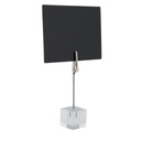 Skilteholder med klemme, akryl-terning, Securit, 10x2,5cm, plast/metal, klar, (6 stk.)   - Securit Skilteholder med akrylfod