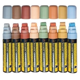 Kridtmarker med blokspids: 7-15 mm skrivebredde, Securit, Original, flydende kridt, 8 natur farver, (8 stk.) - Securit SMA720 x 8