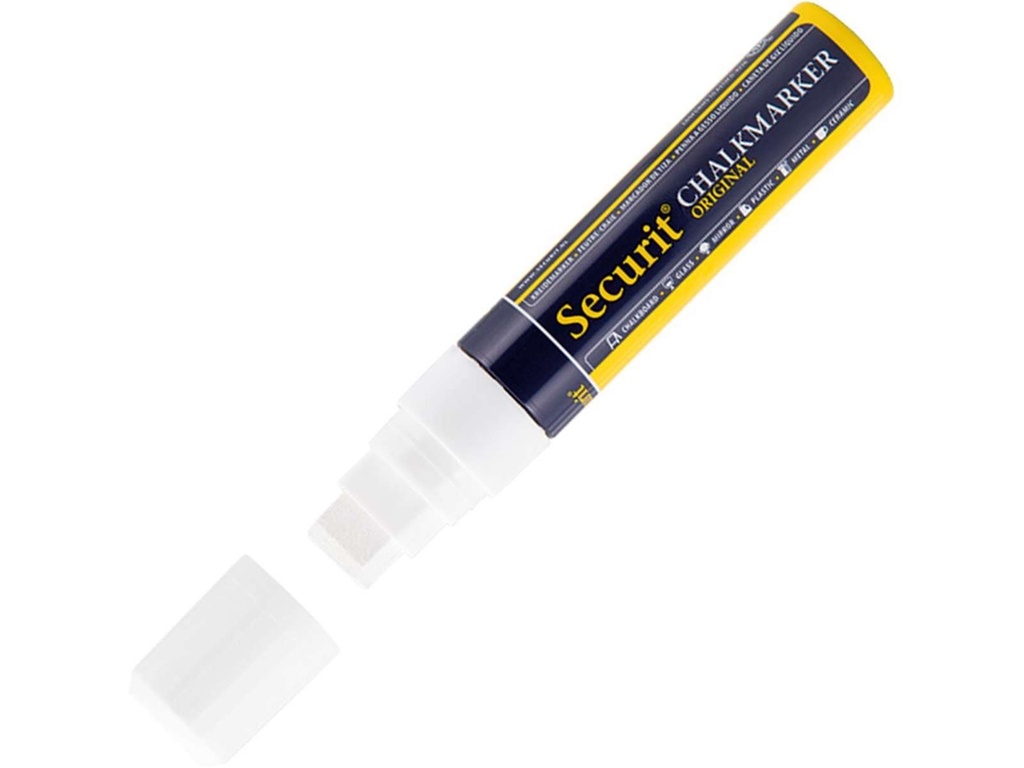Kridtmarker med blokspids: 7-15 mm skrivebredde, Securit, Original, flydende kridt, hvid, (8 stk.) - Securit SMA720 hvid x8