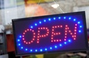 LED-open skilt, tofarvet lys, Securit, 24x48x2 cm, inkl. Strømkabel, metal, sort, (1 stk.) - Securit LS-OPEN