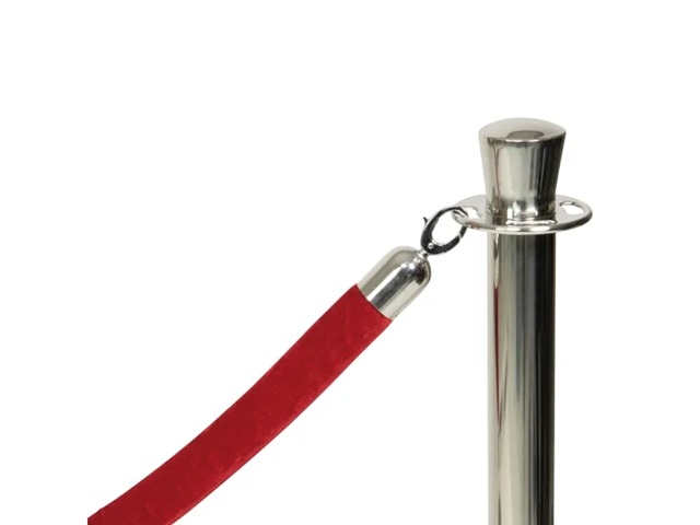 Reb fløjl med kliklås til afspærringsstolpe, Securit, "Classic Chrome",  59,5xØ4 cm, rustfrit stål/fløjl, rød/krom, (1 stk.) - Securit RS-CLRP-CHRD