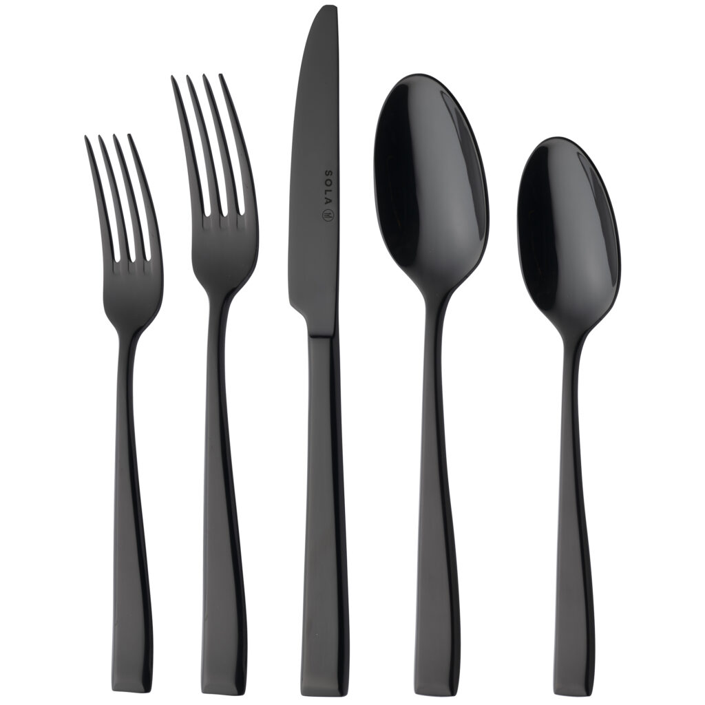 Bordske, Durban Mirror Black, sort, 18/10 rustfrit stål, SOLA, (12 stk.) - Sola Cutlery - Durban Mirror Black