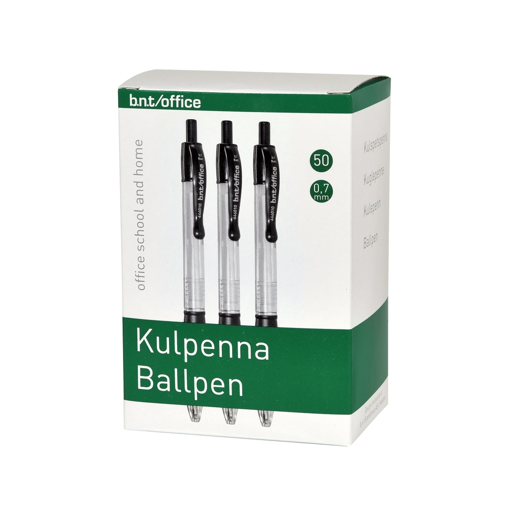 Kuglepen 0,7 mm, BNT Office, clicktryk, sort, (50 stk.) - BNT Office 446010