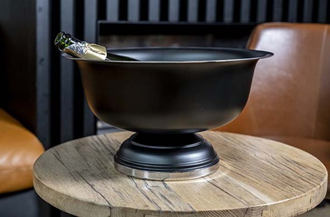 Champagnebowle på fod, Ø41x20cm, sort, rustfri stål, (1 stk.) - Champagnebowle på fod, Ø41x20cm, sort