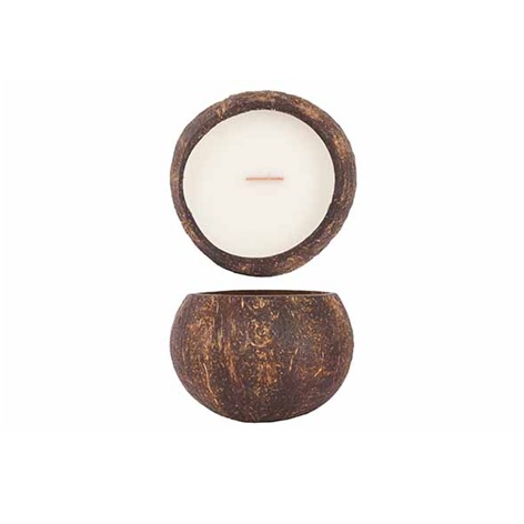 Duftlys, kokoslys med trævege, Ø12cm, duft af hindbær og vanilje, (6 stk.) - Duftlys, kokoslys med trævege, Ø12cm, duft af hindbær og vanilje