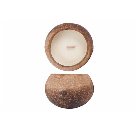 Duftlys, kokoslys med trævege, Ø12cm, duft af kokosnød, (6 stk.) - Duftlys, kokoslys med trævege, Ø12cm, duft af kokosnød