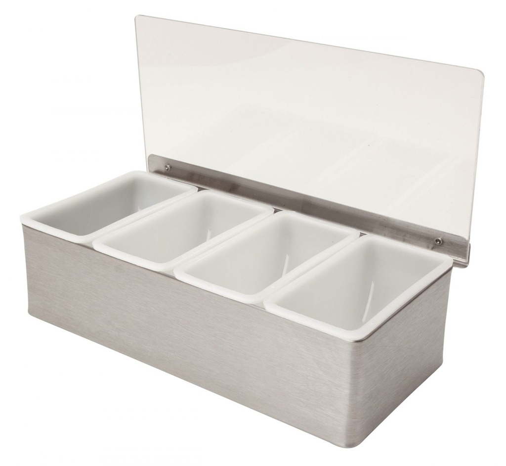 Garnish holder, 473ml pr. rum - 4-rums, rustfrit stål, Beaumont, (1 stk.) - Garnish holder, 473ml pr. rum - 4-rums, rustfrit stål, Beaumont 3761