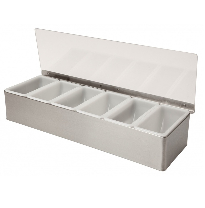 Garnish holder, 473ml pr. rum - 6-rums, rustfrit stål, Beaumont, (1 stk.) - Garnish holder, 473ml pr. rum - 6-rums, rustfrit stål, Beaumont 3763