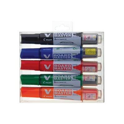 Whiteboard marker/Tusch, Pilot WB, rund spids, sort, rød, grøn, blå, orange, 2,3mm, (5 stk.) - Pilot WB 5-pak 4902505358371