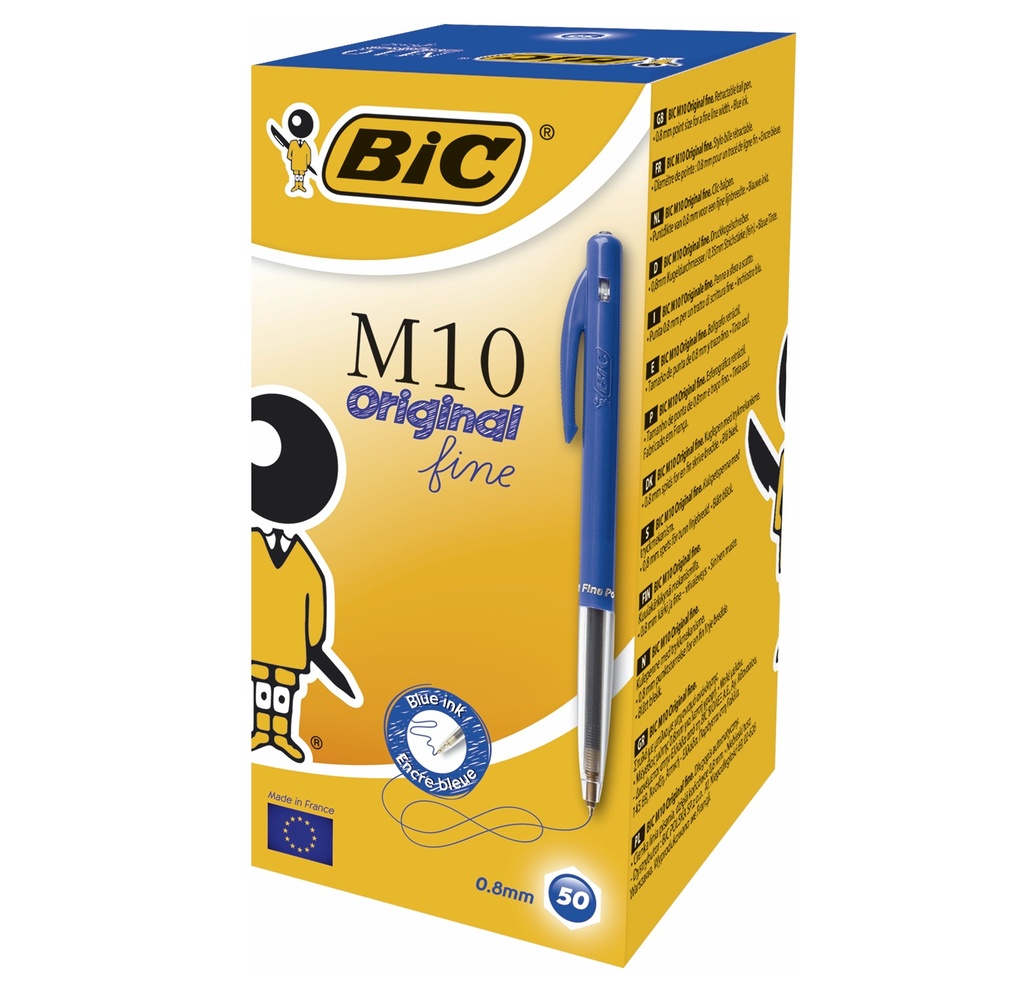 Kuglepen, 0,7mm, 0,5mm, blå, BiC Clic M10, (50 stk.) - Bic 51600