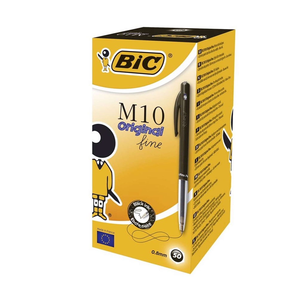 Kuglepen, 0,7mm, 0,5mm, sort, BiC Clic M10, (50 stk.) - BiC Clic M10 51630