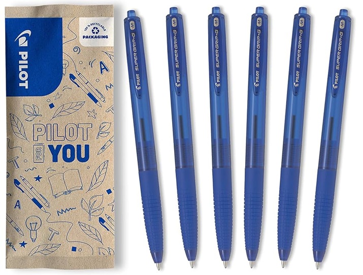 Kuglepen, Pilot, Super Grip, blå, medium, 1.0, 0,27mm, (12 stk.) - Pilot 524424